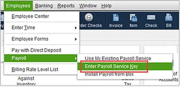 enter the payroll service key