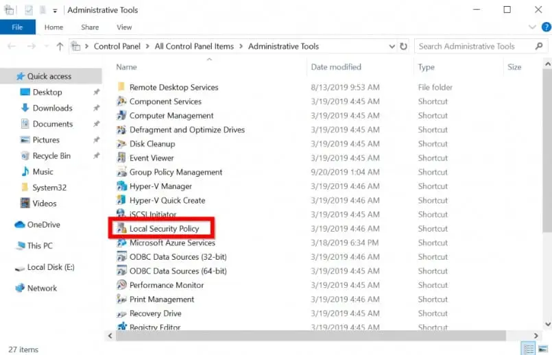 Select Local Security Policy